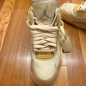 Off-White X Women's Air Jordan 4 Retro Sp ‘Sail’ Sneakers in Cream and Tan